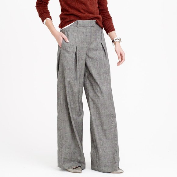 J. Crew Pants - J. Crew Gray Glen Plaid Wool Blend Wide Leg Business Casual Trousers P2216